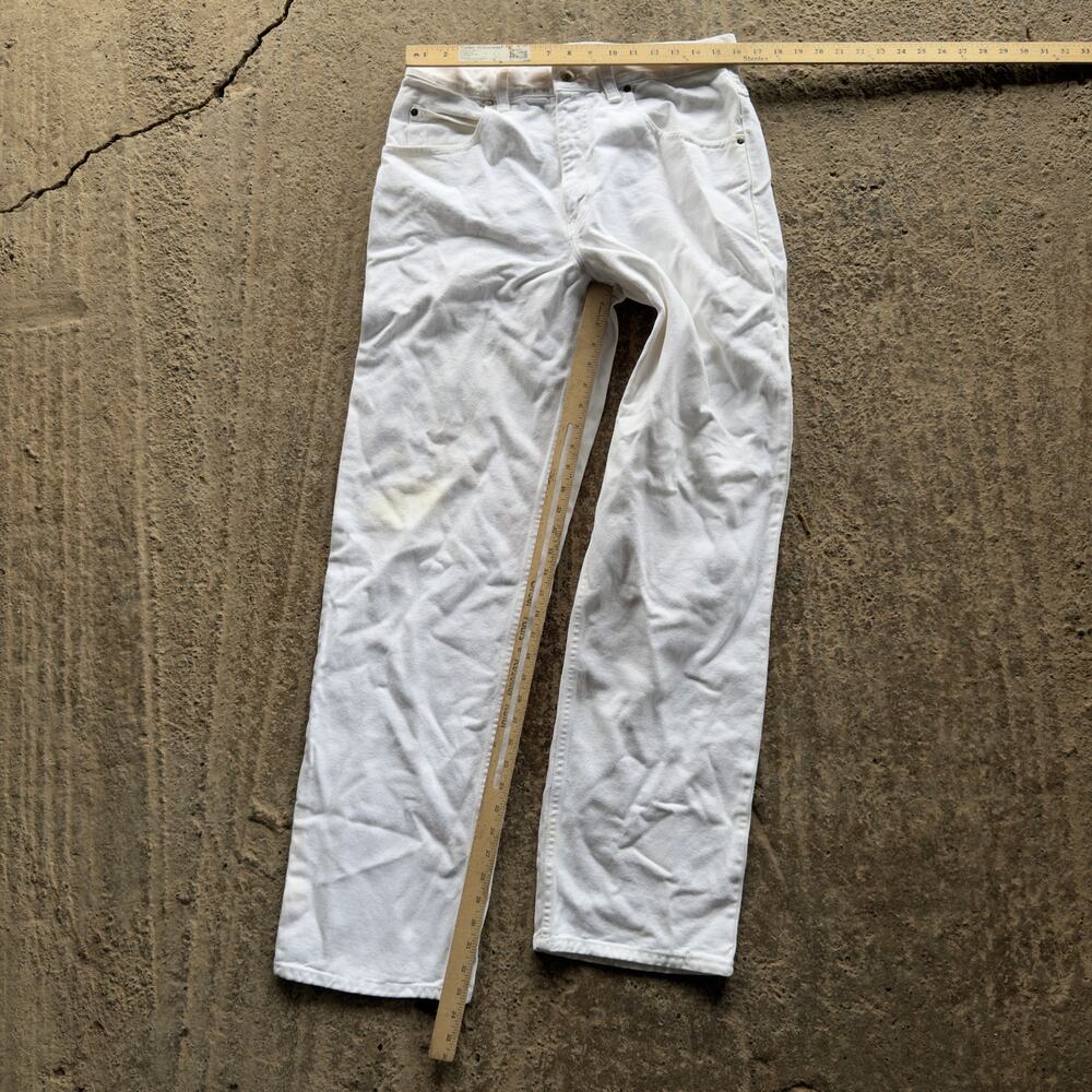 VTG 90S Y2K ANCHOR BLUE BAGGY WHITE JEANS SKATER WIDE LEG FTIS MENS 32X32 STAIN - Picture 5 of 7
